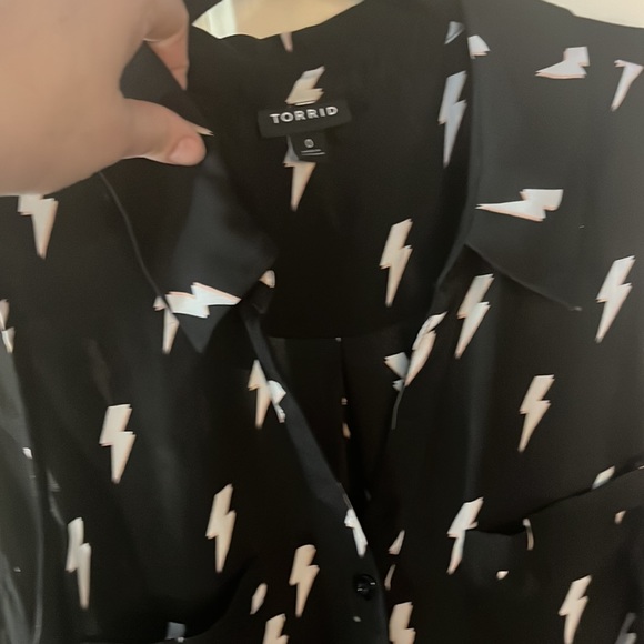 Lightning bolt print sheer button up top - Picture 2 of 4